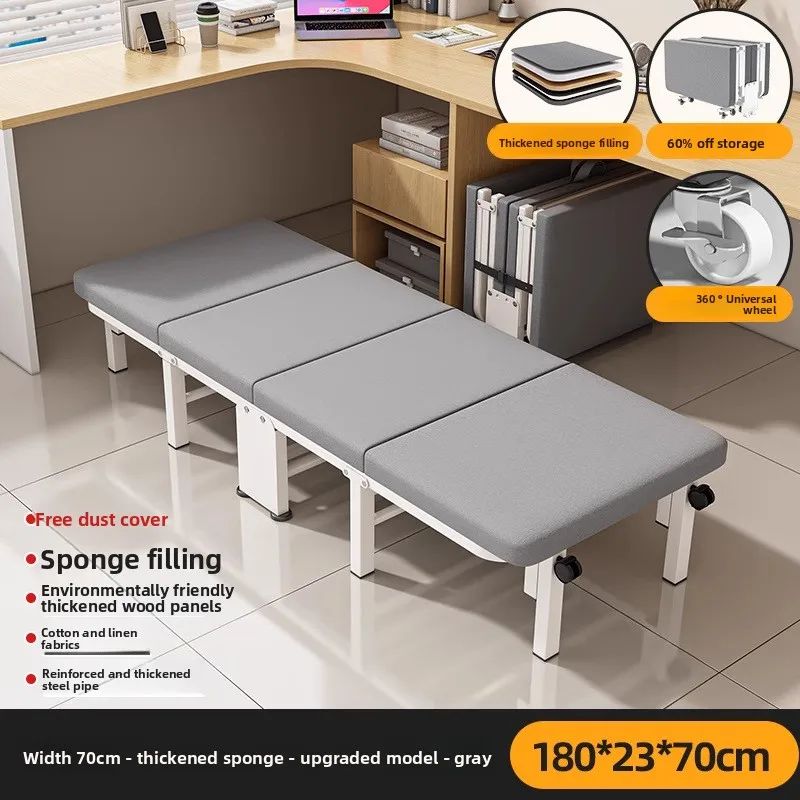 Cama dobrável, cama para pausa para almoço, cadeira para soneca, cama de acampamento portátil doméstica com tábua rígida para acompanhante.