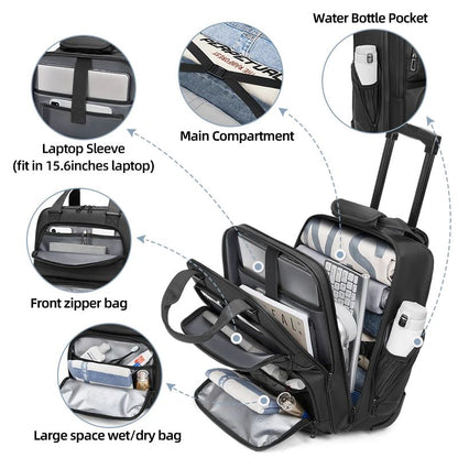 Mochilas de viagem com rodinhas para homens, mochilas executivas, mochila à prova d'água com rodinhas, bagagem de bordo, bolsas de rodinhas para embarque