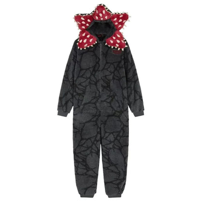 Adult Kids Cannibal Flower Demogorgon Onesie Cosplay Costume Boys Girls Winter Thicken Flannel Fabric Pajamas Halloween Suit