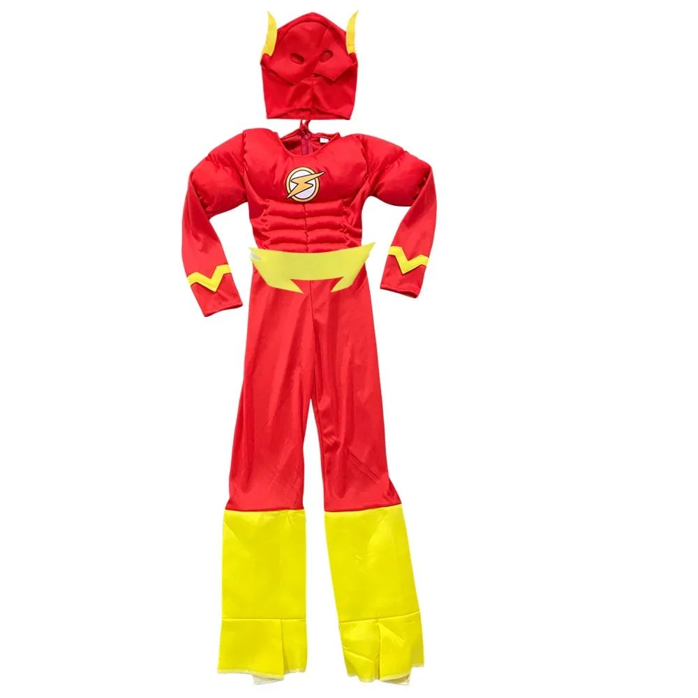 Halloween Superhero Set Flash Muscle Fancy Dress Unisex Fantasy Carnival Party Cosplay Costumes Fancy Dress Headgear Mask Sets
