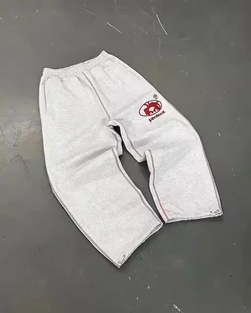 Calça Moletom Bordada Su Jogger Hip Hop Rosa Casual Cintura Elástica Masculina Americana Marinho Y2K Moeda Berlim Street Estilo Anos 2000