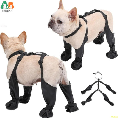 Botas impermeáveis para cães, sapatos antiderrapantes para cães, sola de borracha resistente, protetor de patas de animais de estimação, à prova de sujeira e anti-queda para caminhadas e corridas ao ar livre.
