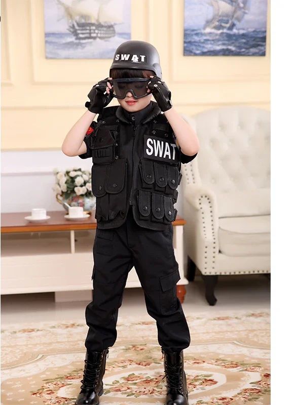2025 Halloween Children Hunting Military Tactical Army Vest Kids Airsoft Gear Combat Armor Uniform Boy Girl Swat Police Outdoor