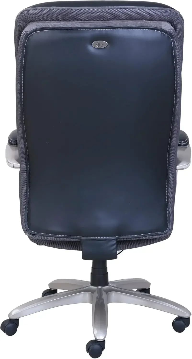 Hensley Big & Tall Ergonomic Bonded Leather High-Back Office Chair, Black/Silver