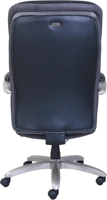 Hensley Big & Tall Ergonomic Bonded Leather High-Back Office Chair, Black/Silver