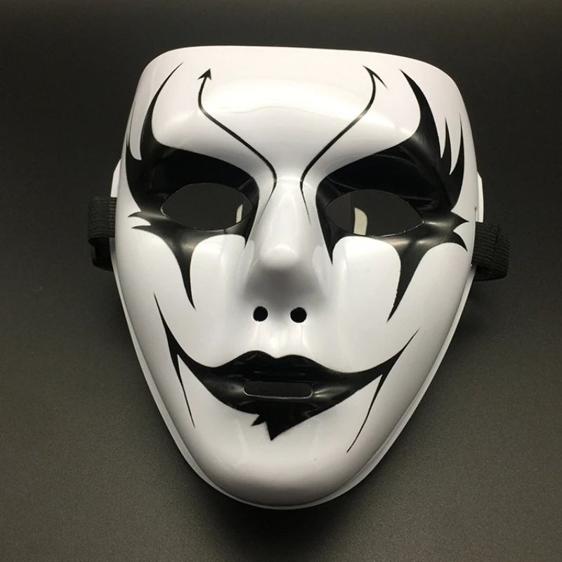 Halloween Props Masquerade Performance Full Face Mask Hand-painted White Street Dance Adult Eye Mask Death Clown Black Gold