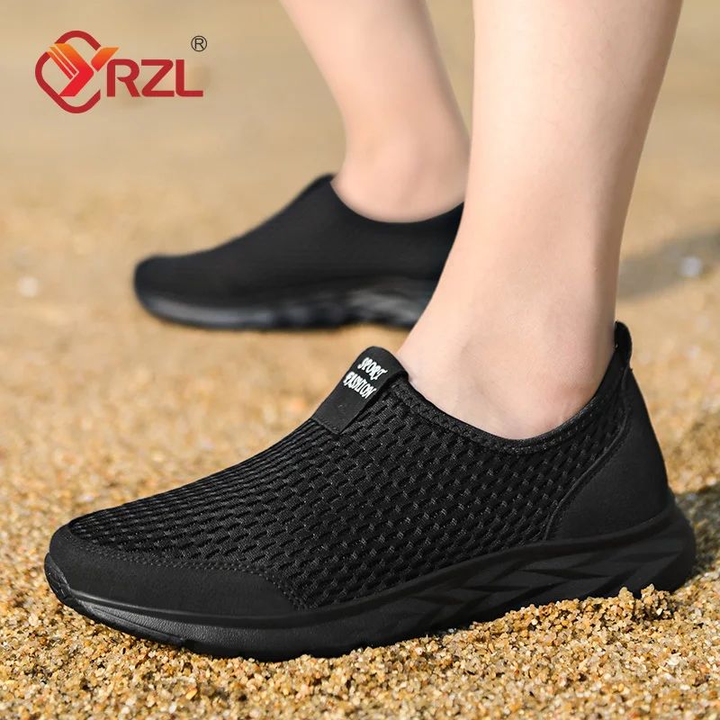 Tênis Masculino YRZL Respirável em Mesh, Casual, Antiderrapante para Uso Externo, Tamanho Grande, Loafer Leve para Caminhada, Calçado Masculino de Tênis