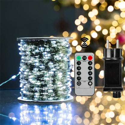 1000/500LED Green Wire Led String Fairy Lights US/EU Plug 110V/220V Waterproof LED Christmas Tree Holiday Home Garden Decor Xmas