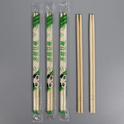 100 Pares de Pauzinhos Descartáveis de Bambu para Restaurante Embalados Individualmente Hashi Sushi Comida Talheres