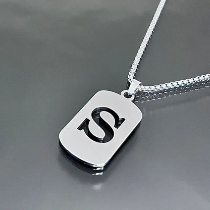 Colares de pingente de aço inoxidável com letra inicial A-Z da moda punk para homens e mulheres, atacado, joias, colar, joias góticas
