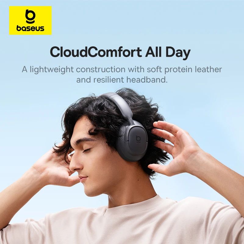 Baseus Bass BH1 Wireless Headphones Bluetooth 6.0 SuperBass 2.0 Over Ear Headset ENC Clear Calls 80hours Playtime Earphones