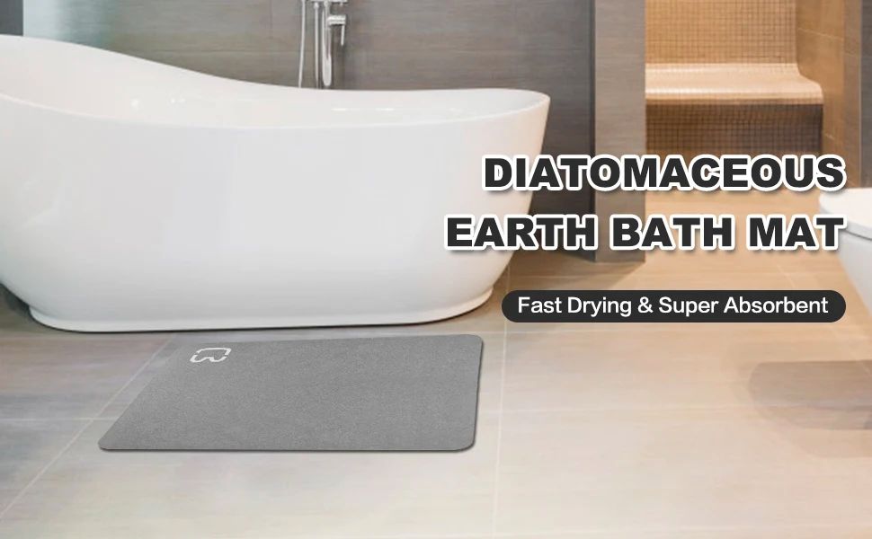 Tapete de Banho de Pedra Diatomácea Tapete de Banho de Terra Diatomácea Super Absorvente Antiderrapante 3,5MM de Espessura Tapete de Banho para Chão de Banheira