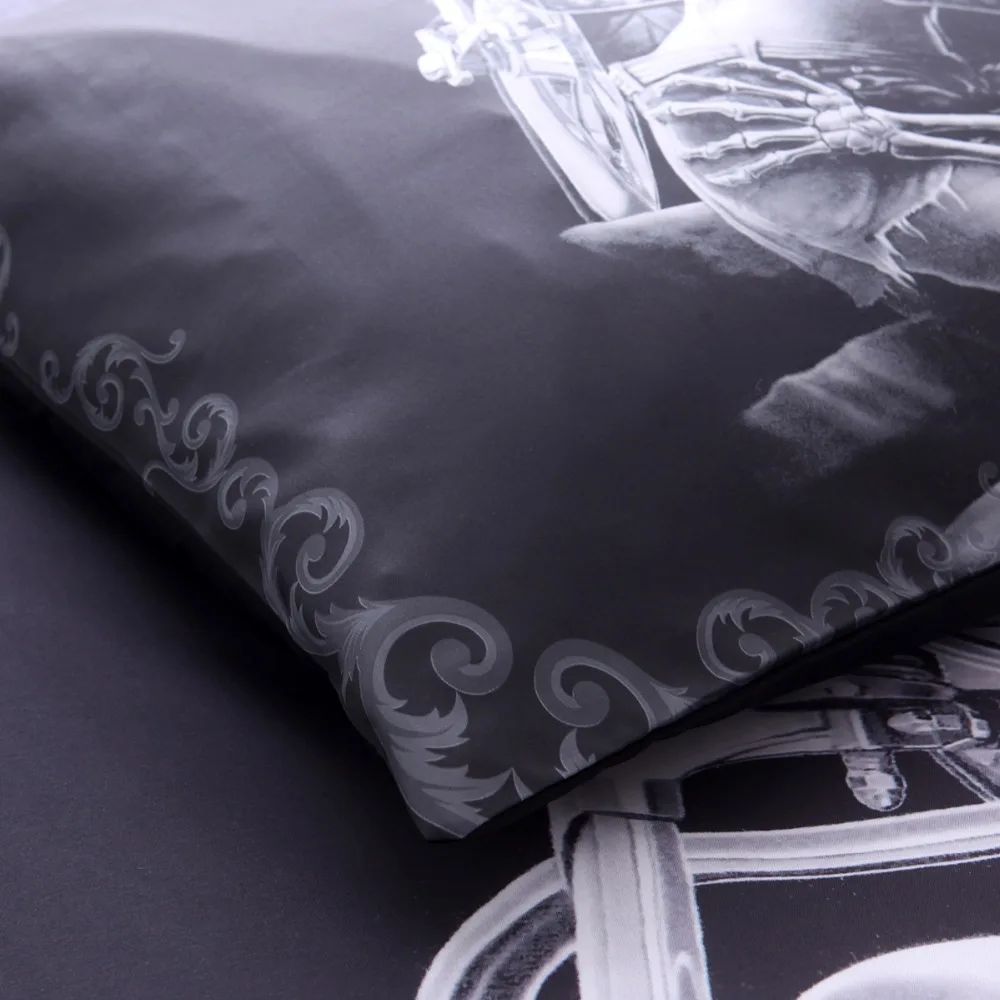 Lovers Skull Duvet Cover Sets Black King Queen Size Bed Sets Motorcycle Beauty Skull Bedroom Bedding Set For Happy Halloween 638
