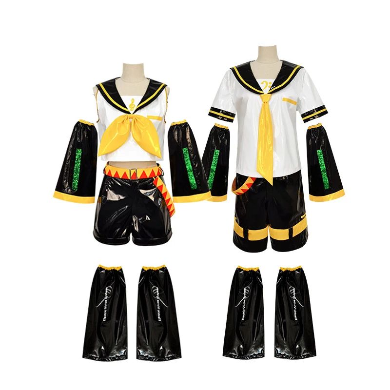 Just Saiyan2025  Kagaminee Rin/Len Cosplay with Ears Collab Series: Kagaminee Rin Len Cosplay Top Shorts Costumes Cosplay Outfit