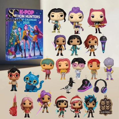 In Stock 2025 Kpop Demon Hunting 24pcs PVC Advent Christmas Calendar Surprise Blind Boxes For Halloween Mystery Box Gifts Toys
