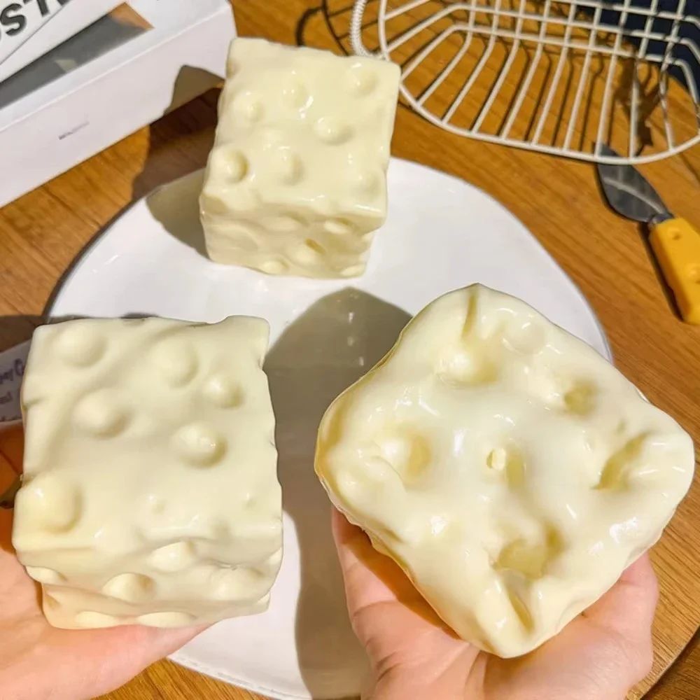 Genuine Vaseline Filled Giant Cheese Squishy Toy 1/3Pcs Soft Squeeze Stress Relief Ball Cute Cheese Shape Slow Rebound Fidget