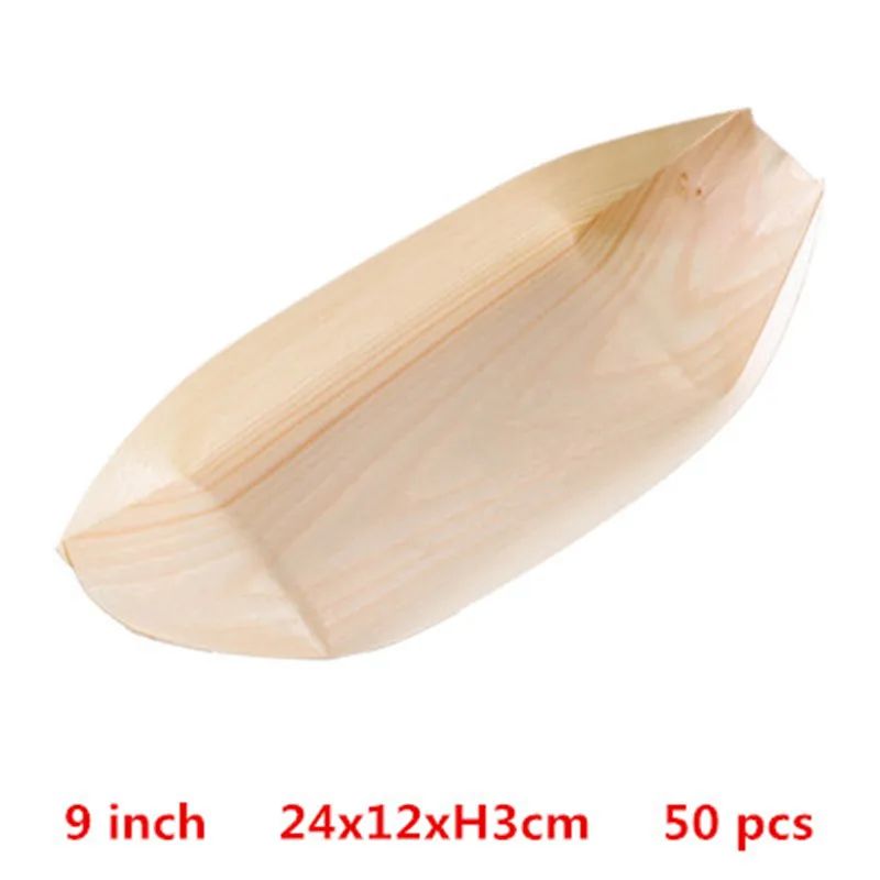 50 100pcs Natural bamboo Disposable Kayak sushi Wood Boat Salad Dessert Pine cake Boat Snack Bowl mat sushi plate tray onigiri