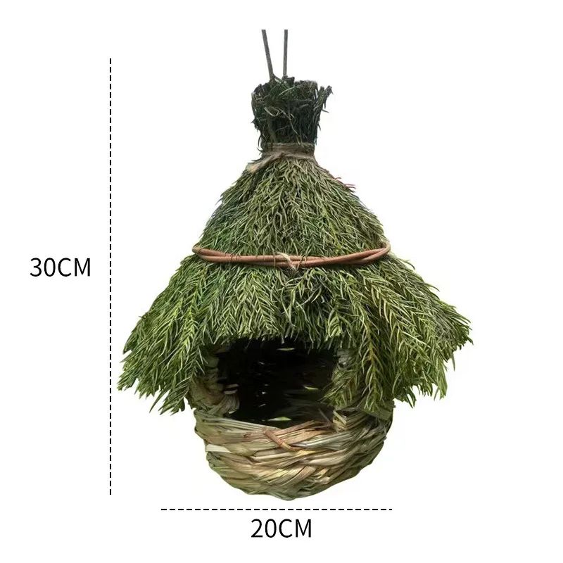 Ninho de Pássaro de Grama Tecido à Mão - Casa de Pássaro de Trama Natural para Decoração de Jardim, Artesanato Feito à Mão (Disponível para Dropshipping)