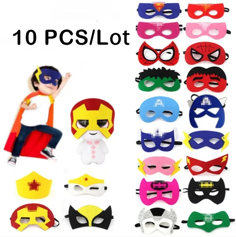 32/28/10 Pcs/Lot Superhero Mask Cosplay Christmas Halloween  Carnival Party Props  Birthday Felt  Masquerade