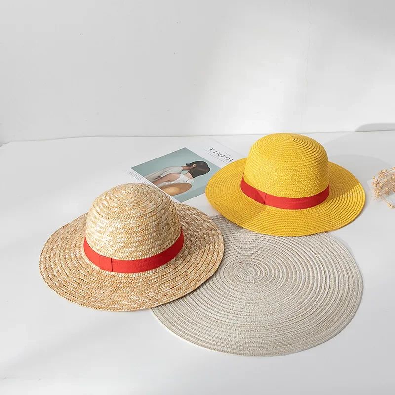 Chapéu de Sol Chapéu Luffy para Mulheres e Homens, Acessório de Cosplay de Desenho Animado One Piece, Chapéu de Palha Luffy, Chapéu para Pais e Filhos