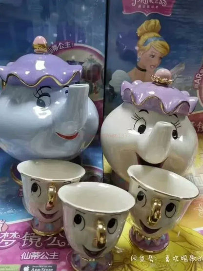 Bule da Disney Fofo Desenho Animado A Bela e a Fera Bules Caneca Sra. Potts Xícara Chip Bules Conjunto de Chá Dropshipping