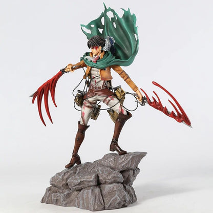 Mikasa Levi Ackerman Battle Damage Ver PVC Anime Figure Colecionável Estátua Boneca Modelo Presente Brinquedo Decoração