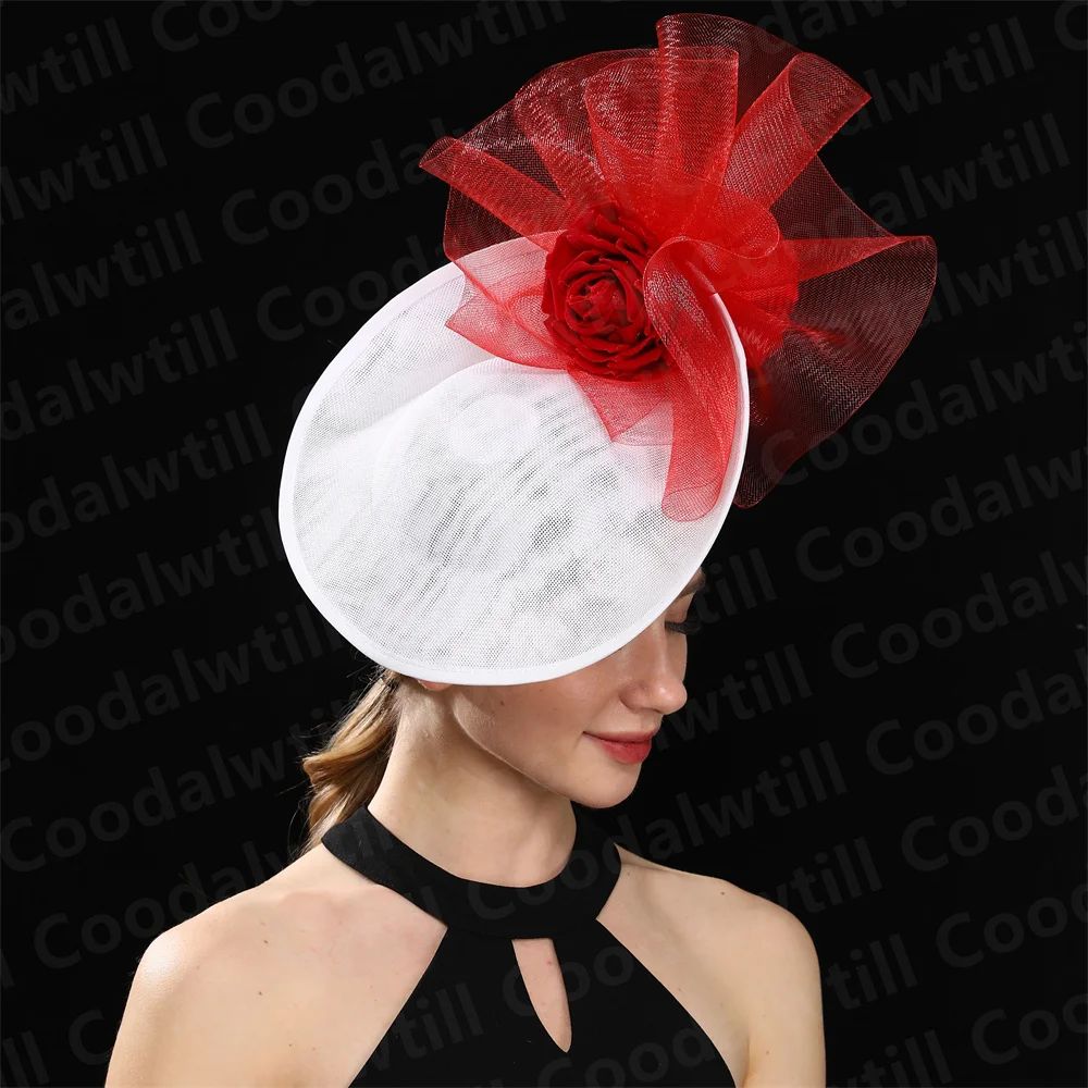 Fascinator Feminino Azul Marinho Chic Chapéu Elegante para Royal Ascot Millinery Noiva Casamento Coquetel Acessórios de Cabelo Véus e Acessórios para Cabeça