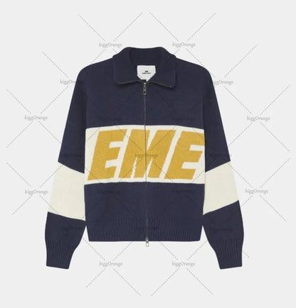 2025 Trendy Harajuku Letter Embroidered Double Zipper Cardigan Women Casual Streetwear Jacket Men High Street Retro Warm Coat