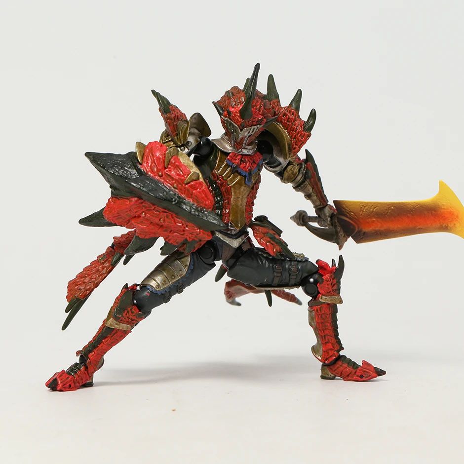 Modelo de brinquedo colecionável do boneco de ação do espadachim com armadura de Zinogre/Rathalos de Monster Hunter para presente de Natal