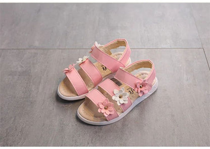 Girls Sandals Gladiator Flowers Sweet Soft Children Beach Shoes Kids Summer Floral Sandals Princess Fashion Cute High Quality