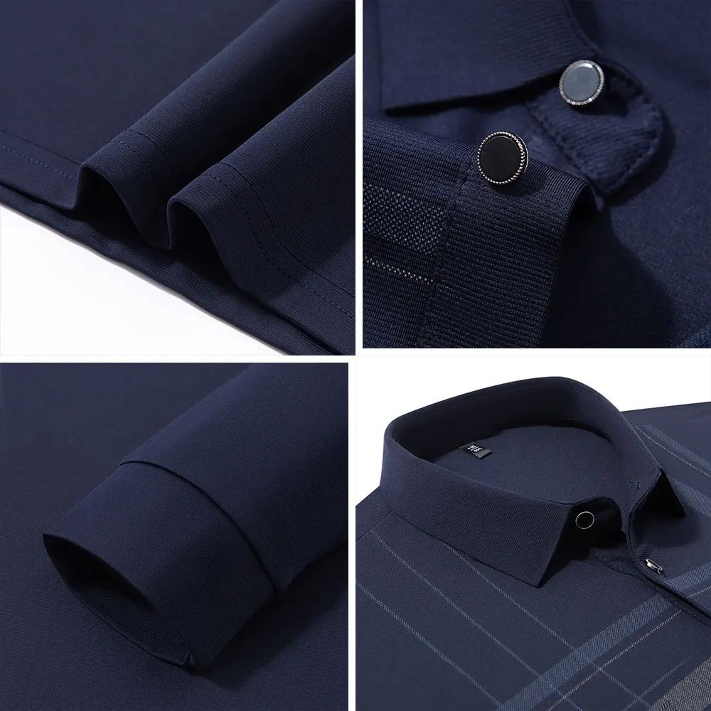 BROWON Polo T Shirt for Man 2025 Formal Business Slim Long Sleeve Tshirt Men Casual Loose Stripe Shirt for Man Designer Clothes