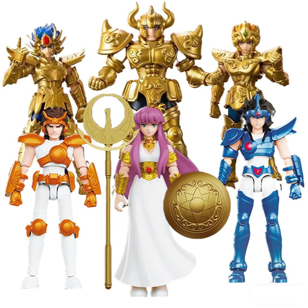 Blokees Saint Seiya Boneco de Ação Saori Kido Áries Mu Leão Aiolia Câncer Máscara da Morte Brinquedos de Montar DIY Coleção de Blocos de Construção