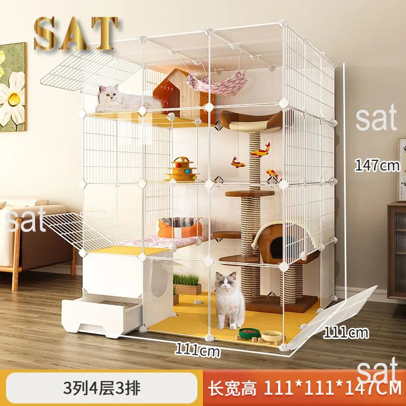 -Luxury Cat Cage Home Indoor Livingroom Balcony Cats Villa Super Large Free Space Kitten Pet House with Climbing Frame