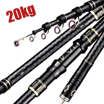 Vara de Pesca Telescópica de 2.1m-4.5m Vara de Surf para Viagem de Spinning 10-250g de Potência Vara de Arremesso de Longa Distância Vara de Baitcasting de Alto Carbono