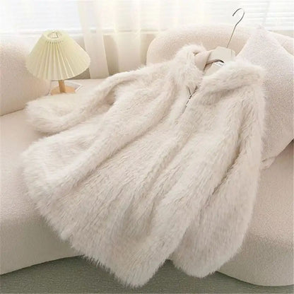Women's Faux Lamb Fur Coat Thickened Loose Jacket Cute Rabbit Ears Autumn Winter New Arrival Warm Soft Outerwear