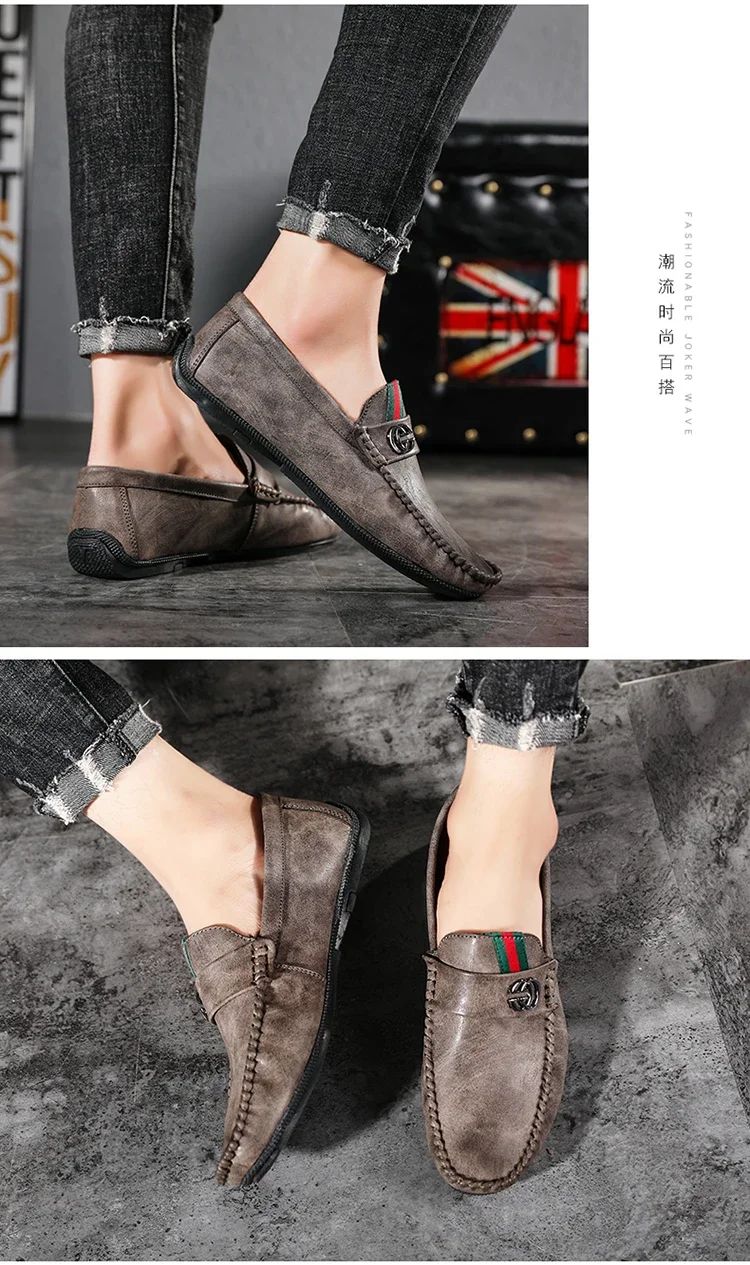 Men Driving Shoe Leather High Quality Breathable Slip on Men Casual Shoes Comfortable Light Men Loafers Formal Men Dress Shoes