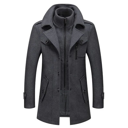 Overcoat 4XL Autumn Winter Mens Wool Trench Coats Fashion Middle Long Jacket Male Double Collar Zipper Coat Windbreak Woolen