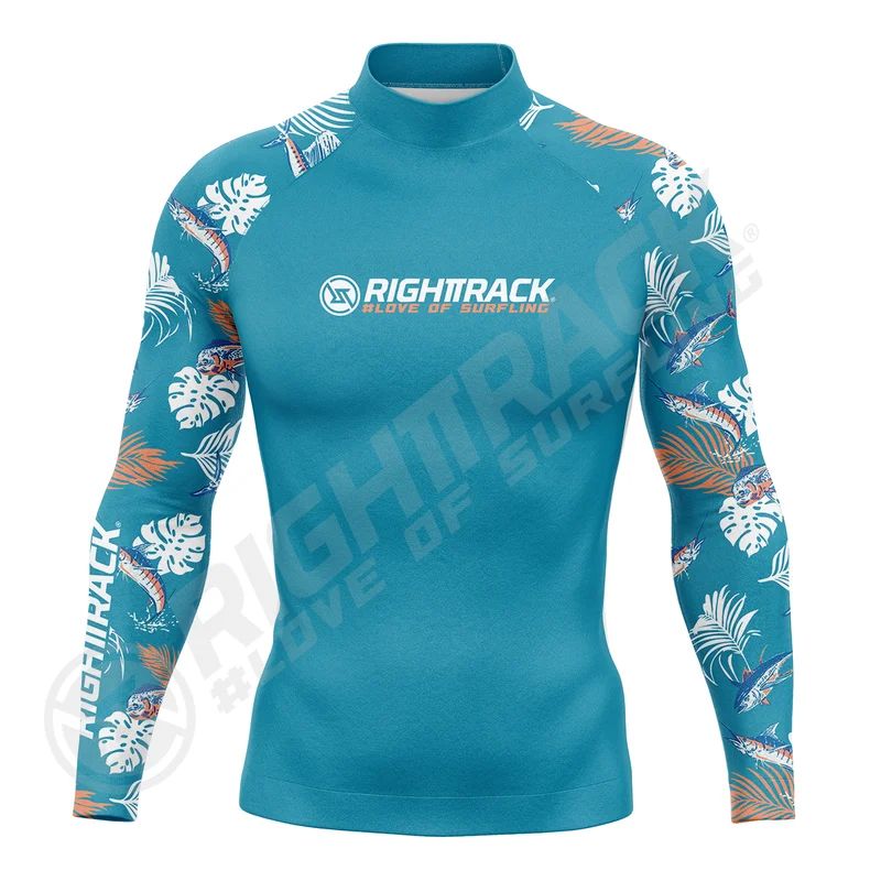 HotSale Men's Surfing Shirt CAMO Lycra Rashguard RIGHTTRACK Surf Sportswear Beach UV Protection Swimwear UPF50  Clothes