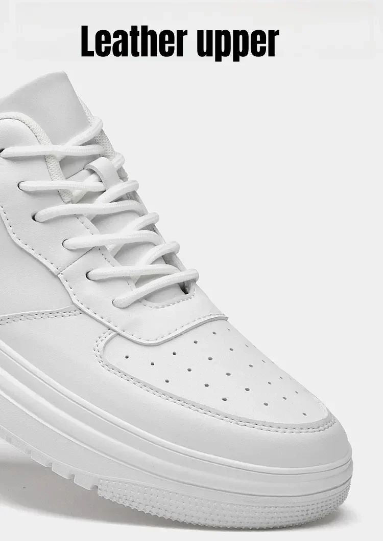 Novos Tênis Masculinos Aumento de Altura 10cm Invisível Elevador Tênis Branco Couro Esportivo Zapatillas De Hombre Tamanho Grande 46