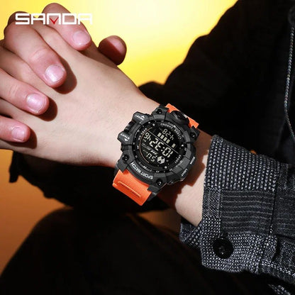 SANDA Men Outdoor Sports Watch Waterproof LED Analog Digital Show Multifunction Big Dial Electronic Wristwatch G style Male Cloc