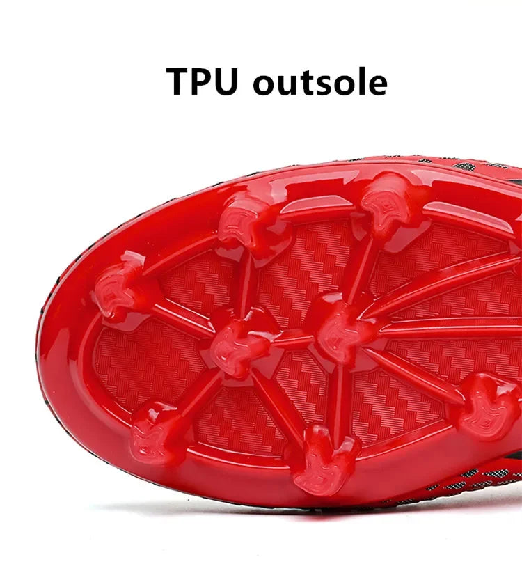 Red Male Football Boots Outdoor Training Football Field Cleats Man Lace-Up Anti-Slip Men’s Soccer Shoes Society botas de futbol