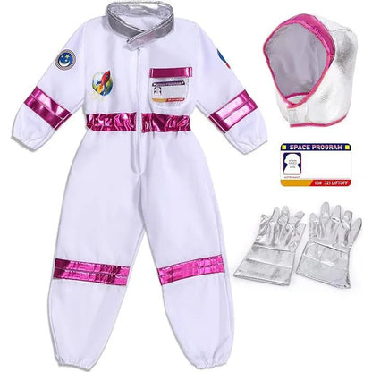 Halloween Astronaut Cosplay Costume Kids Boy Girl Jumpsuit Cartoon Space Party Spaceman Outfit White Spacesuit Bodysuit Clothing