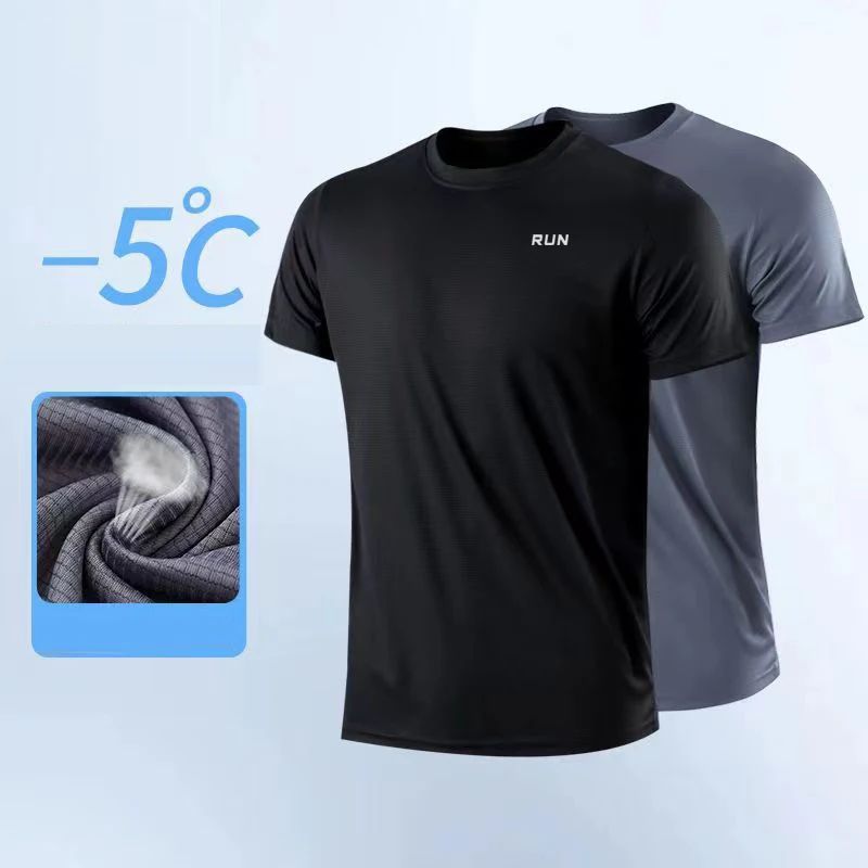 Men Fitness Gym t-Shirt Quick Dry Sport Running Shirts Man Short Sleeve Bodybuilding Top Training Football Jersey Man Sportswear
