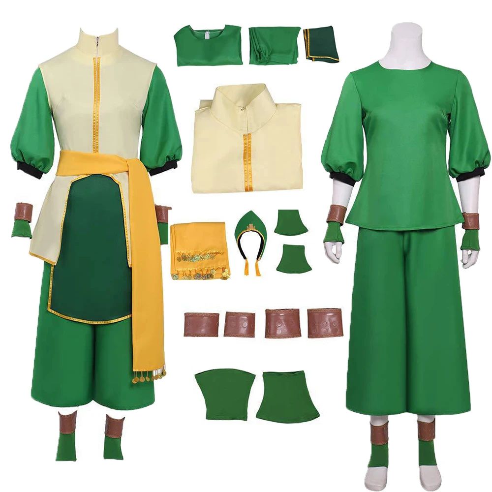 Anime Avatar The Last Airbender Toph Beifong Cosplay Costume Vest Pants Suit Outfit Halloween Woman Man Carnival Roleplay Clothe