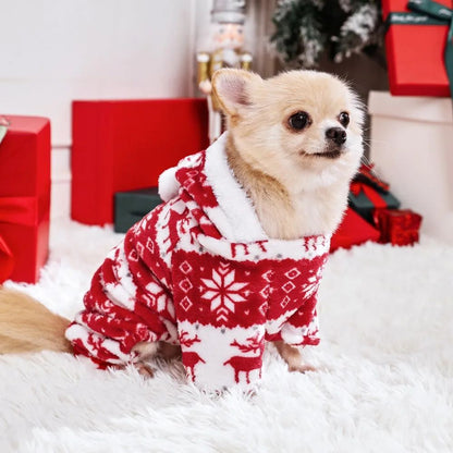 Roupas de cachorro de Natal de inverno Macacão de cachorro de pelúcia quente Pijamas para cães médios pequenos Para baixo Gatos Parkas Filhote de cachorro ???? Roupa para cães