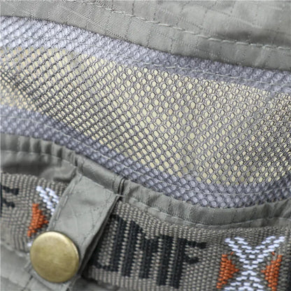 Summer Men Bucket Hat Outdoor UV Protection Wide Brim Panama Safari Hunting Hiking Hat Mesh Fisherman Hat Beach Sunscreen Cap