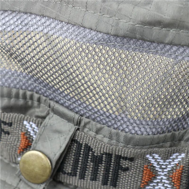 Summer Men Bucket Hat Outdoor UV Protection Wide Brim Panama Safari Hunting Hiking Hat Mesh Fisherman Hat Beach Sunscreen Cap