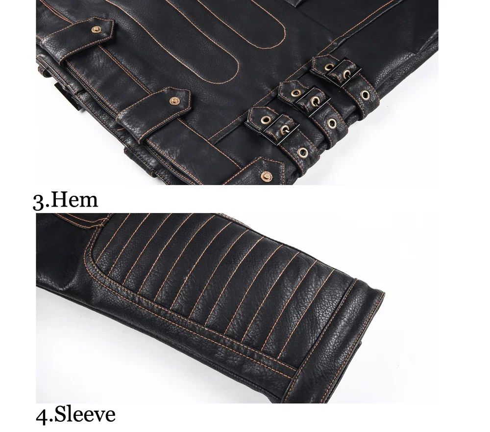 fashion Winter Winter Mens Leather Jacket Men Fashion Motorcycle PU Leather Jacket Cool Zipper Pockets Leather Coats Clothing