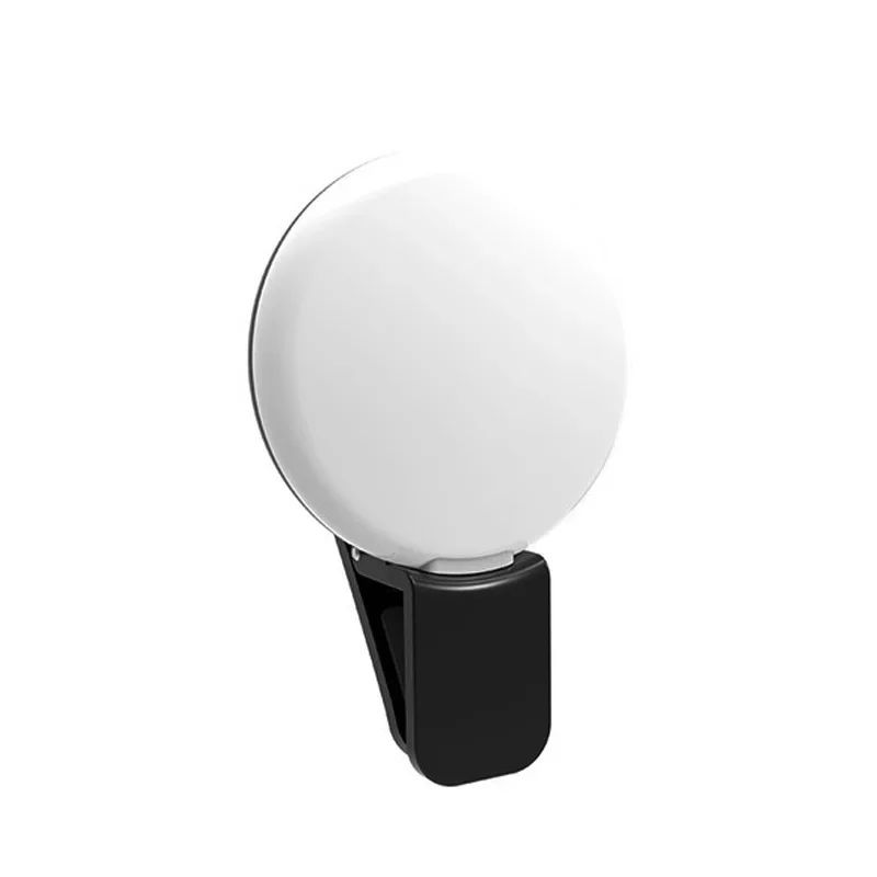 Luz de Anel LED para Celular Portátil Mini Durável Prática com Três Níveis de Brilho Fotografia em Círculo Clipe de Luz de Preenchimento
