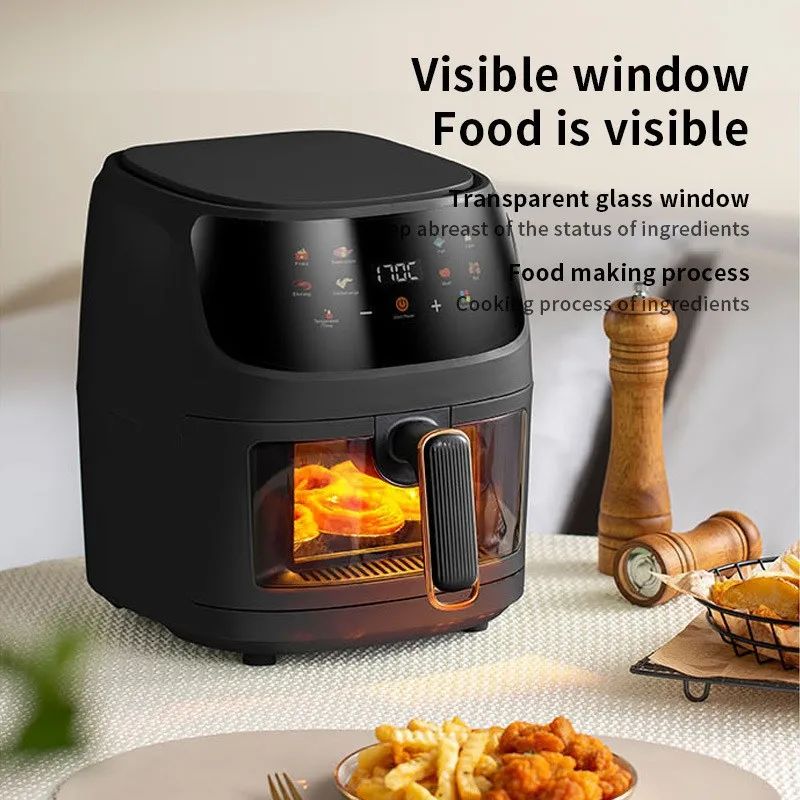 Fritadeira Airfryer 8L Forno Smart Touch de Grande Capacidade Visual Multifuncional Elétrico Fritadeira Air Fryer Máquina de Batata Frita